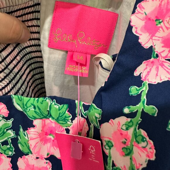 Lilly Pulitzer McKinnon Midi Dress Oyster Bay Navy De Vine Size 14 - Picture 5 of 9